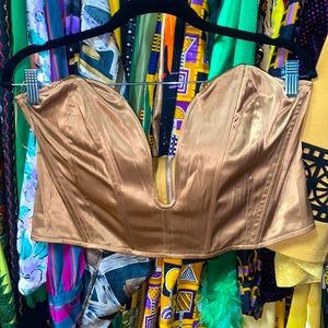 NWT! Fashion Nova Bronze Low Cut Satin Bustier